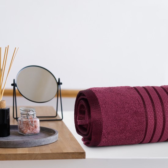 Cuddle Cotton Requisite 100% Cotton Bath Towel, 400 GSM, 70 cm x 147 cm, Merlot Red