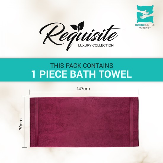 Cuddle Cotton Requisite 100% Cotton Bath Towel, 400 GSM, 70 cm x 147 cm, Merlot Red