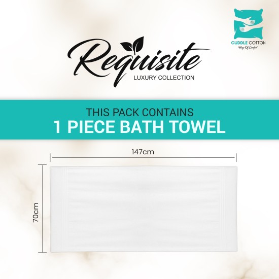 Cuddle Cotton Requisite 100% Cotton Bath Towel, 400 GSM, 70 cm x 147 cm, Opal White