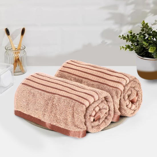 Cuddle Cotton Requisite Hand Towel Set of 2, 40 cm x 60 cm, 400 GSM, Beige Brown 100% Cotton