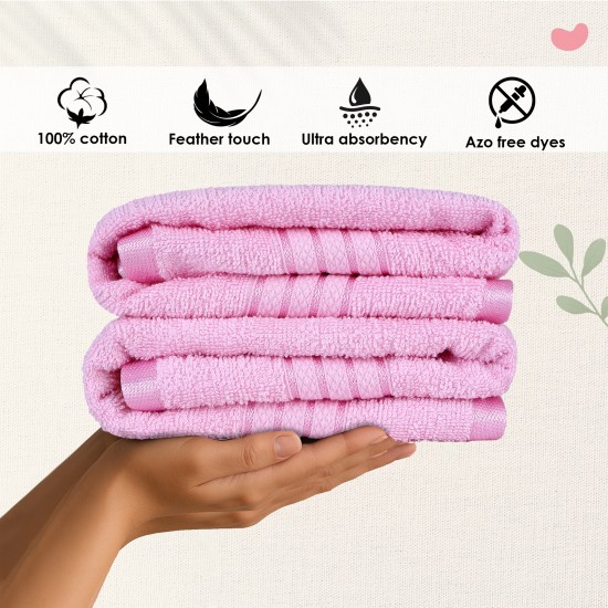 Cuddle Cotton Requisite Hand Towel Set of 2, 40 cm x 60 cm, 400 GSM, Blush Pink 100% Cotton