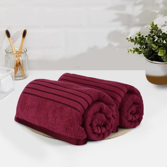 Cuddle Cotton Requisite Hand Towel Set of 2, 40 cm x 60 cm, 400 GSM, Merlot Red 100% Cotton