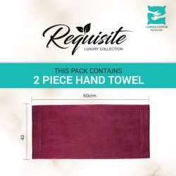 Cuddle Cotton Requisite Hand Towel Set of 2, 40 cm x 60 cm, 400 GSM, Merlot Red 100% Cotton