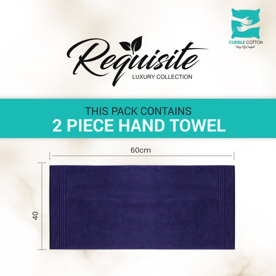 Cuddle Cotton Requisite Hand Towel Set of 2, 40 cm x 60 cm, 400 GSM, Sapphire Blue 100% Cotton Cuddle Cotton Requisite Hand Towel Set of 2, 40 cm x 60 cm, 400 GSM, Sapphire Blue 100% Cotton