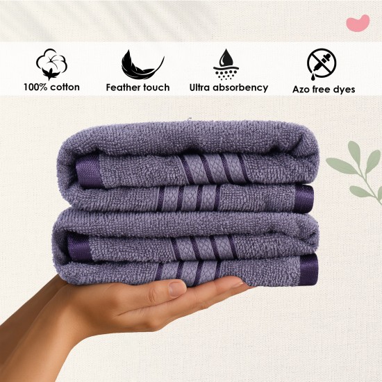 Cuddle Cotton Requisite Hand Towel Set of 2, 40 cm x 60 cm, 400 GSM, Sleek Grey 100% Cotton