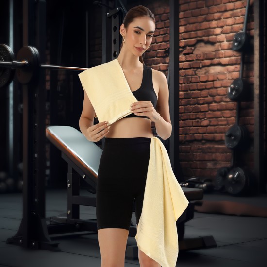 Cuddle Cotton Requisite Hand Towel Set of 2, 40 cm x 60 cm, 400 GSM, Sunshine Yellow 100% Cotton