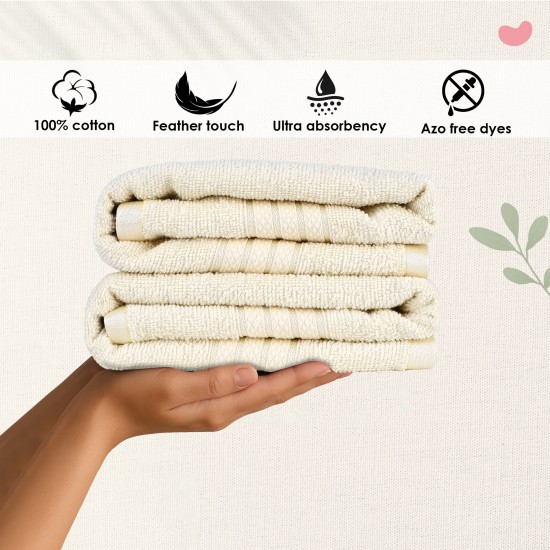 Cuddle Cotton Requisite Hand Towel Set of 2, 40 cm x 60 cm, 400 GSM, Sunshine Yellow 100% Cotton