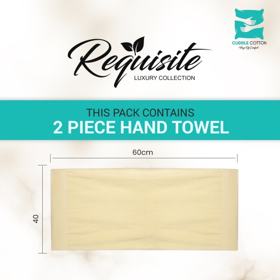 Cuddle Cotton Requisite Hand Towel Set of 2, 40 cm x 60 cm, 400 GSM, Sunshine Yellow 100% Cotton