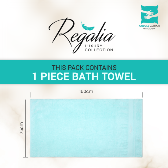 Cuddle Cotton Regalia Zero Twist Bath Towel, 600 GSM, 75 cm x 150 cm, Arctic Blue
