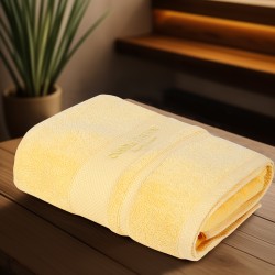 Cuddle Cotton Regalia Zero Twist Bath Towel, 600 GSM, 75 cm x 150 cm, Lemon Yellow
