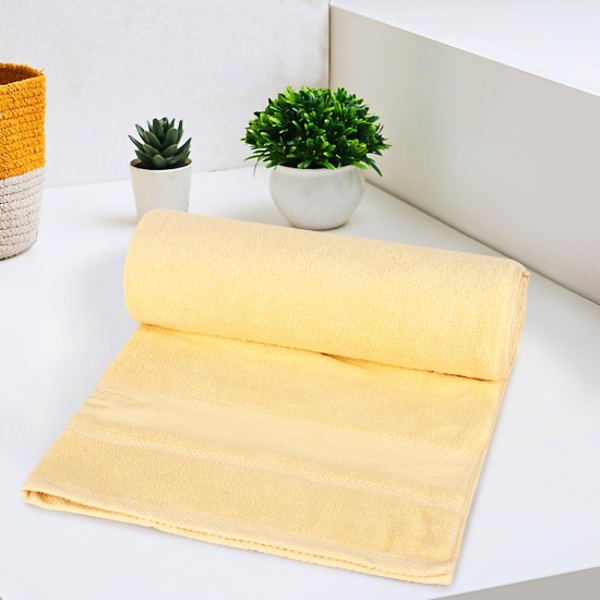 Cuddle Cotton Regalia Zero Twist Bath Towel, 600 GSM, 75 cm x 150 cm, Lemon Yellow