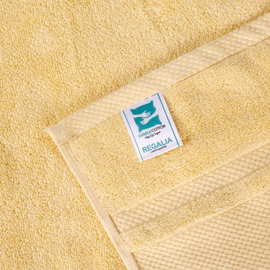 Cuddle Cotton Regalia Zero Twist Bath Towel, 600 GSM, 75 cm x 150 cm, Lemon Yellow