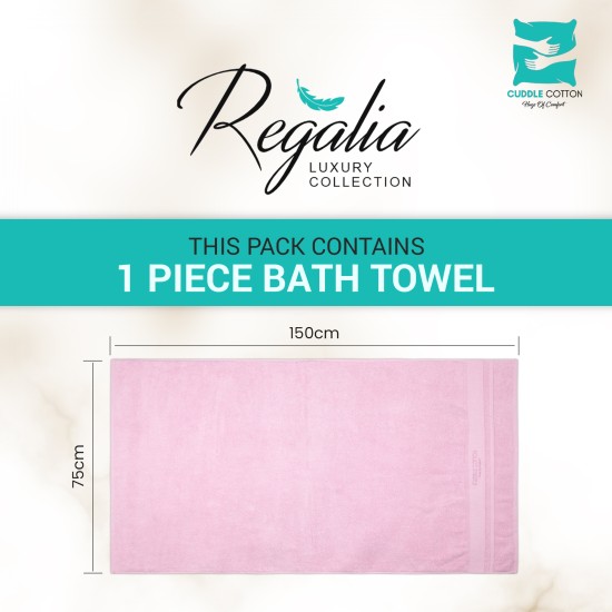 Cuddle Cotton Regalia Zero Twist Bath Towel, 600 GSM, 75 cm x 150 cm, Rose Pink