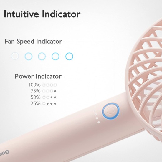 Geek Aire GF1 Portable Fan | 1 Year Warranty | 2600 mAh Battery, Mini Fan Portable, Rechargeable Fan, Mini Fan, Charging Fan, Hand Fan, Table Fan, High Speed, USB Fan with 3 Speed Options (Pink-4In) Geek Aire GF1 Portable Fan | 1 Year Warranty | 2600 mAh Battery, Mini Fan Portable, Rechargeable Fan, Mini Fan, Charging Fan, Hand Fan, Table Fan, High Speed, USB Fan with 3 Speed Options (Pink-4In)