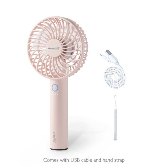 Geek Aire GF1 Portable Fan | 1 Year Warranty | 2600 mAh Battery, Mini Fan Portable, Rechargeable Fan, Mini Fan, Charging Fan, Hand Fan, Table Fan, High Speed, USB Fan with 3 Speed Options (Pink-4In) Geek Aire GF1 Portable Fan | 1 Year Warranty | 2600 mAh Battery, Mini Fan Portable, Rechargeable Fan, Mini Fan, Charging Fan, Hand Fan, Table Fan, High Speed, USB Fan with 3 Speed Options (Pink-4In)