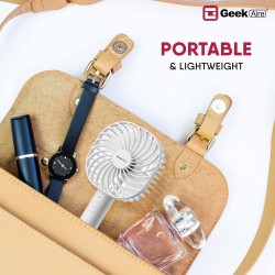 Geek Aire GF3 5 Inch Rechargeable Mini Fan with USB Charging | 5 Speed Option | Portable, Handheld and Small Table Fan | 2500 mAh Li-ion Battery | For Baby, Makeup, Travel, Home and Office (White) Geek Aire GF3 5 Inch Rechargeable Mini Fan with USB Charging | 5 Speed Option | Portable, Handheld and Small Table Fan | 2500 mAh Li-ion Battery | For Baby, Makeup, Travel, Home and Office (White)