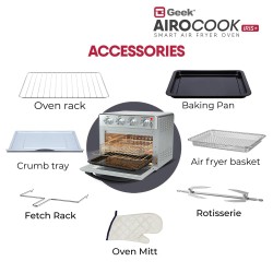 Geek AiroCook Iris Plus 25 Litre Electric Air Fryer Oven | 8 Preset Functions - Toast, Bake, Grill, Air Fry, Rotisserie & Warming | Recipe Book with 7 Accessories (1600 Watts) Geek AiroCook Iris Plus 25 Litre Electric Air Fryer Oven | 8 Preset Functions - Toast, Bake, Grill, Air Fry, Rotisserie & Warming | Recipe Book with 7 Accessories (1600 Watts)