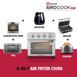 Geek AiroCook Iris Plus 23 Litre Electric Air Fryer Oven | 8 Preset Functions - Toast, Bake, Grill, Air Fry, Rotisserie & Warming | Recipe Book with 7 Accessories (1700W) Geek AiroCook Iris Plus 23 Litre Electric Air Fryer Oven | 8 Preset Functions - Toast, Bake, Grill, Air Fry, Rotisserie & Warming | Recipe Book with 7 Accessories (1700W)