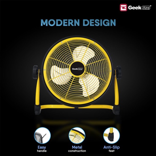 Geek Aire CF3SL Table Fan | 1 Year Warranty | 6000 mAh Rechargeable Fan, Portable Fan, Mini Fan, Small Fan, Charging Fan, BLDC Table Fan, 360° Rotation, Battery Operated, 11 Inches - Yellow & Black Geek Aire CF3SL Table Fan | 1 Year Warranty | 6000 mAh Rechargeable Fan, Portable Fan, Mini Fan, Small Fan, Charging Fan, BLDC Table Fan, 360° Rotation, Battery Operated, 11 Inches - Yellow & Black