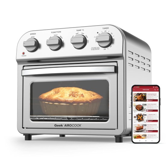 Geek Airocook Acis 14 Litre Electric Air Fryer Oven With 5 Preset Functions - Toasting, Baking, Grilling, Air Fry & Warming, Comes With Free Recipe Book & 5 Accessories (1250 Watts), 14 Liter, Silver Geek Airocook Acis 14 Litre Electric Air Fryer Oven With 5 Preset Functions - Toasting, Baking, Grilling, Air Fry & Warming, Comes With Free Recipe Book & 5 Accessories (1250 Watts), 14 Liter, Silver