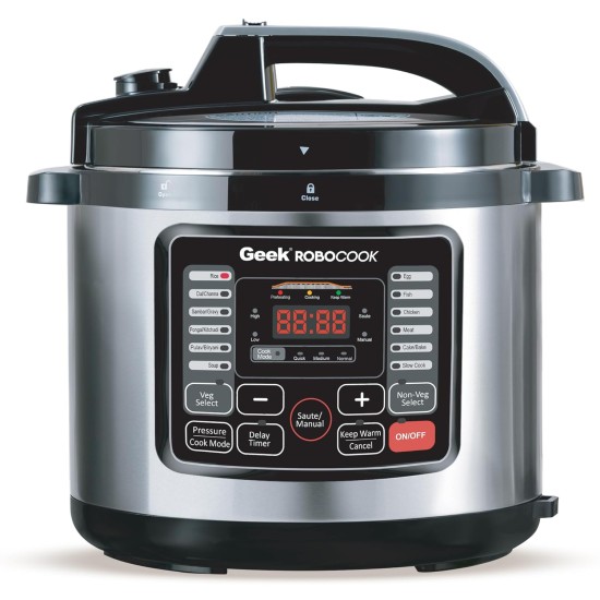 Geek Robocook Nuvo 11-in-1 Automatic Electric Pressure Cooker 8 Litre | 2 Year Warranty | 17 India Preset Menu, Instant Electric Cooker Pot, Multipurpose Electric Rice Cooker (Non-Stick, 8L) Geek Robocook Nuvo 11-in-1 Automatic Electric Pressure Cooker 8 Litre | 2 Year Warranty | 17 India Preset Menu, Instant Electric Cooker Pot, Multipurpose Electric Rice Cooker (Non-Stick, 8L)