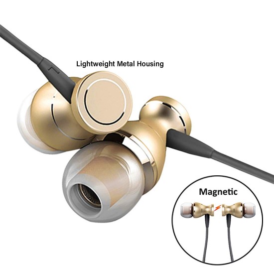 pTron Magg HBE (High Bass Earphones) Magnetic in-Ear Wired Headphones with Mic - (Gold) pTron Magg HBE (High Bass Earphones) Magnetic in-Ear Wired Headphones with Mic - (Gold)