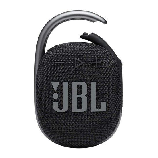 JBL Clip 4, Wireless Ultra Portable Bluetooth Speaker, Pro Sound, Integrated Carabiner, Vibrant Colors with Rugged Fabric Design, Dust & Waterproof, Type C (Without Mic, Black)