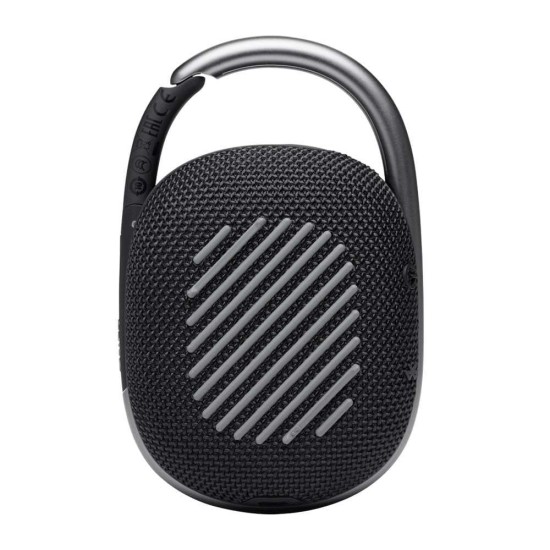 JBL Clip 4, Wireless Ultra Portable Bluetooth Speaker, Pro Sound, Integrated Carabiner, Vibrant Colors with Rugged Fabric Design, Dust & Waterproof, Type C (Without Mic, Black)