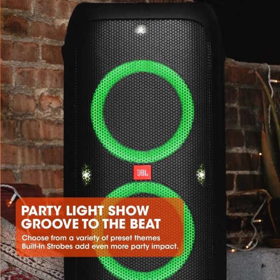 JBL Partybox 310 | Portable Bluetooth Party Speaker | 240W Monstrous Pro Sound | Dynamic Light Show | Backlit Panel | Telescopic Handle & Wheels | Guitar & Mic Support PartyBox App (Black)