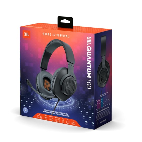 JBL Quantum 100 Wired Over Ear Gaming Headphones with Mic, 40mm Realistic Dynamic Drivers, Detachable Boom Mic, 1kHz Sensitivity, Memory Foam Cushioning, PC/Mobile/PS/Xbox/Nintendo/VR Compatible-Black JBL Quantum 100 Wired Over Ear Gaming Headphones with Mic, 40mm Realistic Dynamic Drivers, Detachable Boom Mic, 1kHz Sensitivity, Memory Foam Cushioning, PC/Mobile/PS/Xbox/Nintendo/VR Compatible-Black