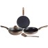 Nouvetta Andria Non-Stick Cookware Set of 5 peices (Dosa Tawa, Kadhai,Frying Pan, Glass Lid,Serving Spoon), Thickness of 3 mm, Coffee