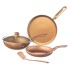 Nouvetta Andria Non-Stick Cookware Set of 5 peices (Dosa Tawa, Kadhai,Frying Pan, Glass Lid,Serving Spoon), Thickness of 3 mm, Copper