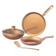 Nouvetta Andria Non-Stick Cookware Set of 5 peices (Dosa Tawa, Kadhai,Frying Pan, Glass Lid,Serving Spoon), Thickness of 3 mm, Copper