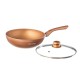 Nouvetta Andria Non-Stick Cookware Set of 5 peices (Dosa Tawa, Kadhai,Frying Pan, Glass Lid,Serving Spoon), Thickness of 3 mm, Copper
