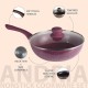 Nouvetta Andria Non-Stick Cookware Set of 5 peices (Dosa Tawa, Kadhai,Frying Pan, Glass Lid,Serving Spoon), Thickness of 3 mm, Maroon