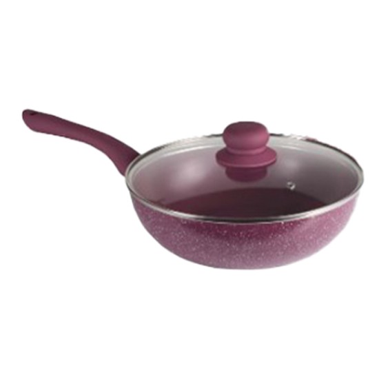 Nouvetta Andria Non-Stick Cookware Set of 5 peices (Dosa Tawa, Kadhai,Frying Pan, Glass Lid,Serving Spoon), Thickness of 3 mm, Maroon