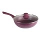Nouvetta Andria Non-Stick Cookware Set of 5 peices (Dosa Tawa, Kadhai,Frying Pan, Glass Lid,Serving Spoon), Thickness of 3 mm, Maroon