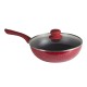Nouvetta Andria Non-Stick Cookware Set of 5 peices (Dosa Tawa, Kadhai,Frying Pan, Glass Lid,Serving Spoon), Thickness of 3 mm, Red
