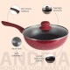 Nouvetta Andria Non-Stick Cookware Set of 5 peices (Dosa Tawa, Kadhai,Frying Pan, Glass Lid,Serving Spoon), Thickness of 3 mm, Red