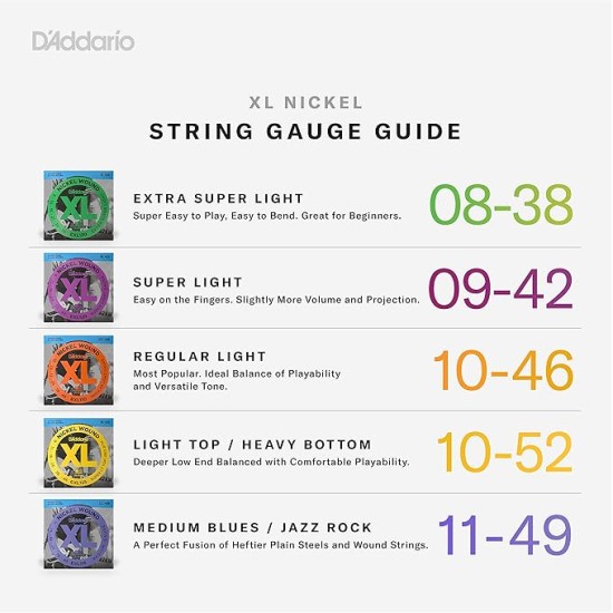 D'Addario EXL120 Nickel Wound 9-42 Super Light Electric Guitar Strings (Nickel)