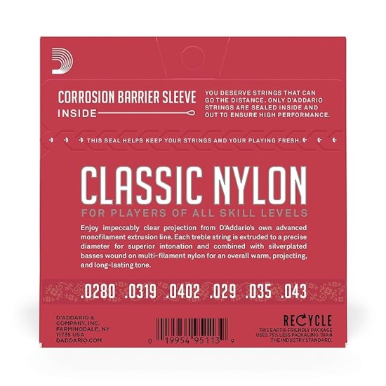 DAddario EJ27N Student Nylon Classical Guitar Strings Normal Tension