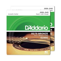 D'Addario Guitar Strings - Acoustic Guitar Strings - 85/15 Bronze - For 6 String Guitar - Full, Bright Tone - EZ890 - Super Light, 9-45