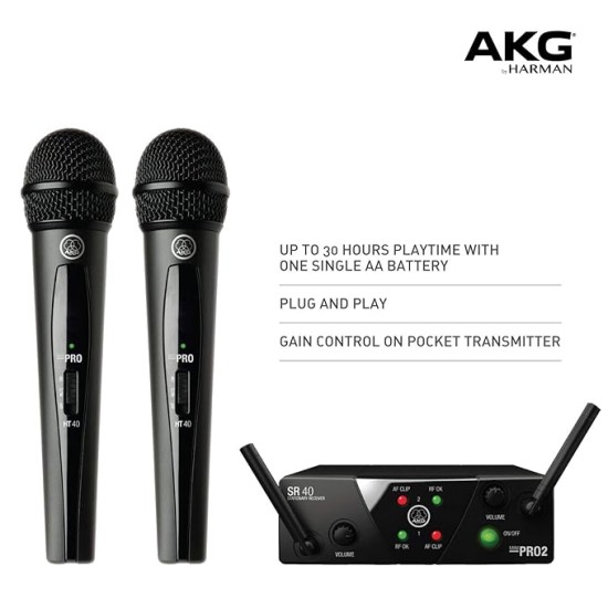 AKG WMS40 Mini Dual Vocal Set US45A/C Wireless Microphone System