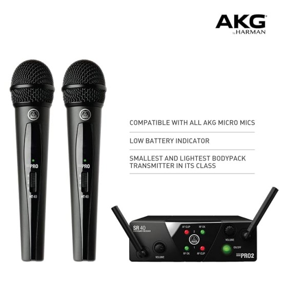 AKG WMS40 Mini Dual Vocal Set US45A/C Wireless Microphone System