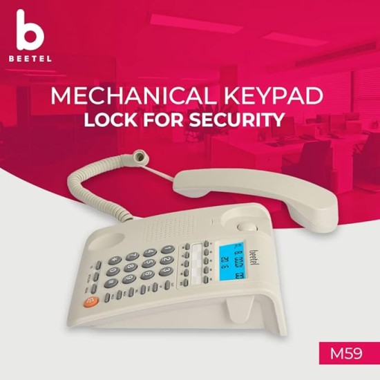 Beetel M59 Caller ID Corded Landline Phone with 16 Digit LCD Display & Adjustable contrast,10 One Touch Memory Buttons,2Ways Speaker Phone,Music On Hold,Solid Build Quality,Classic Design (White)(M59) Beetel M59 Caller ID Corded Landline Phone with 16 Digit LCD Display & Adjustable contrast,10 One Touch Memory Buttons,2Ways Speaker Phone,Music On Hold,Solid Build Quality,Classic Design (White)(M59)