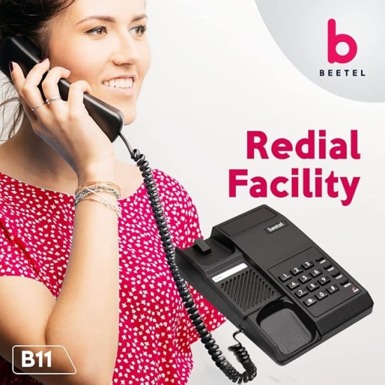 Beetel B11 Corded Landline Phone, Ringer Volume Control, LED for Ring Indication, Wall/Desk Mountable, Classic Design, Clear Call Quality, Mute/Pause/Flash/Redial Function (Made in India)(Black)(B11)