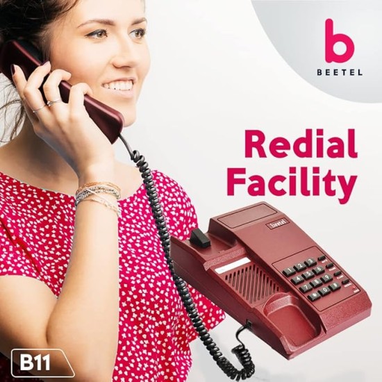 Beetel B11 Corded Landline Phone, Ringer Volume Control, LED for Ring Indication, Wall/Desk Mountable, Classic Design,Clear Call Quality,Mute/Pause/Flash/Redial Function (Made In India)(Dark Red)(B11) Beetel B11 Corded Landline Phone, Ringer Volume Control, LED for Ring Indication, Wall/Desk Mountable, Classic Design,Clear Call Quality,Mute/Pause/Flash/Redial Function (Made In India)(Dark Red)(B11)