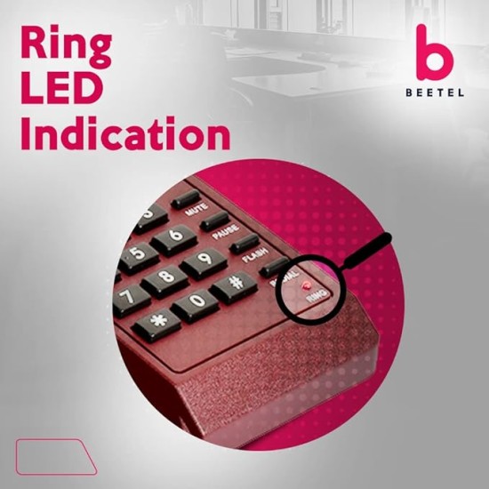Beetel B11 Corded Landline Phone, Ringer Volume Control, LED for Ring Indication, Wall/Desk Mountable, Classic Design,Clear Call Quality,Mute/Pause/Flash/Redial Function (Made In India)(Dark Red)(B11) Beetel B11 Corded Landline Phone, Ringer Volume Control, LED for Ring Indication, Wall/Desk Mountable, Classic Design,Clear Call Quality,Mute/Pause/Flash/Redial Function (Made In India)(Dark Red)(B11)