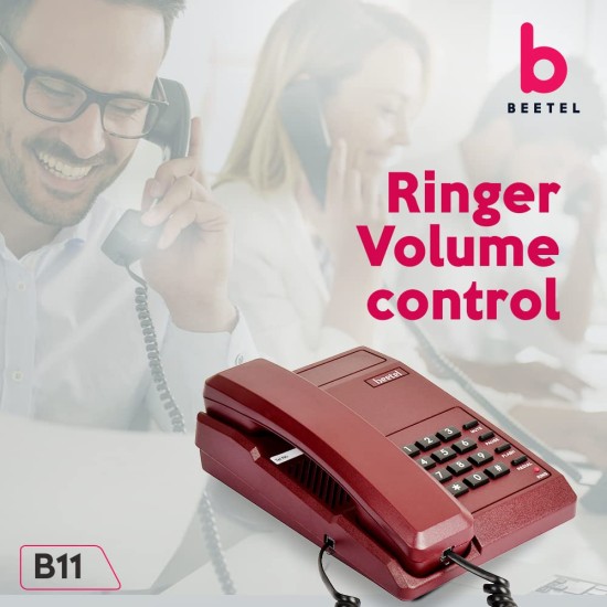 Beetel B11 Corded Landline Phone, Ringer Volume Control, LED for Ring Indication, Wall/Desk Mountable, Classic Design,Clear Call Quality,Mute/Pause/Flash/Redial Function (Made In India)(Dark Red)(B11) Beetel B11 Corded Landline Phone, Ringer Volume Control, LED for Ring Indication, Wall/Desk Mountable, Classic Design,Clear Call Quality,Mute/Pause/Flash/Redial Function (Made In India)(Dark Red)(B11)