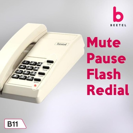 Beetel B11 Corded Landline Phone, Ringer Volume Control, LED Ring Indication, Wall/Desk Mountable, Classic Design, Clear Call Quality, Mute/Pause/Flash/Redial Function (Made in India)(Warm Grey)(B11) Beetel B11 Corded Landline Phone, Ringer Volume Control, LED Ring Indication, Wall/Desk Mountable, Classic Design, Clear Call Quality, Mute/Pause/Flash/Redial Function (Made in India)(Warm Grey)(B11)